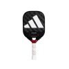 Vợt Pickleball Adidas Metalbone pickleball paddle có mã sản phẩm PB1AA0 với cán vợt màu trắng, logo ba sọc chéo adidas to màu trắng ở giữa mặt vợt, trên nền mặt vợt màu đen với họa tiết kể ô vuông chìm, dòng chữ Metanbone ở mặt vợt