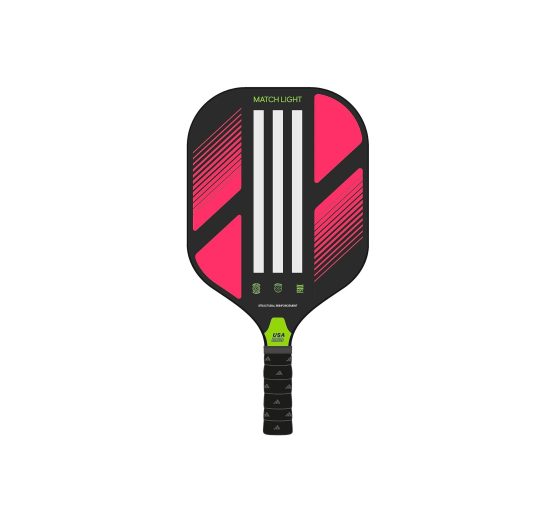 Giày bóng rổ Nero Shop - Giày bóng rổ chính hãng- Đồng phục bóng rổ 31 Vợt pickleball Adidas Match Light PB5GA7 màu hồng với cán màu đen, ba sọc chính giữa màu trắng